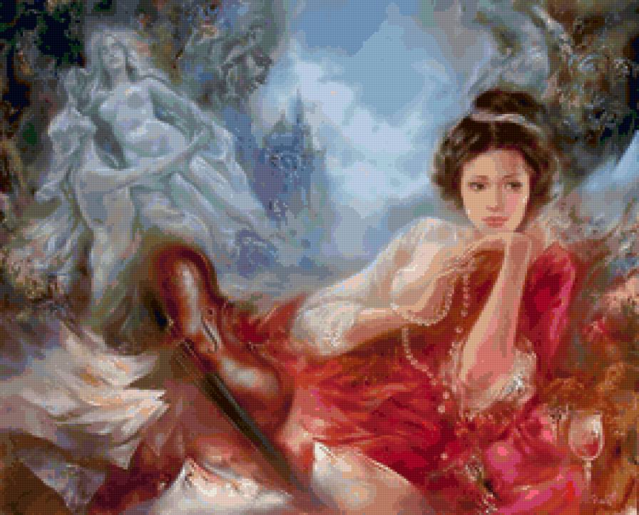 Fantasy - фэнтази, скрипка, девушка, картинка - предпросмотр