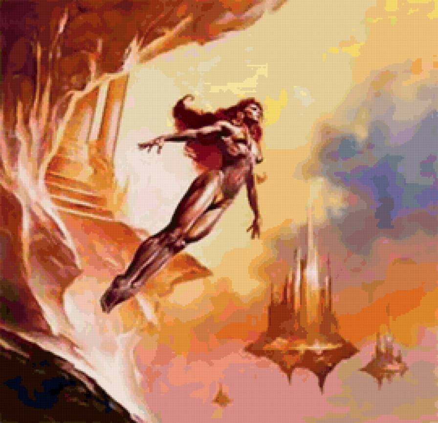 Fantasy - горы, фэнтази, картинка, девушка - предпросмотр