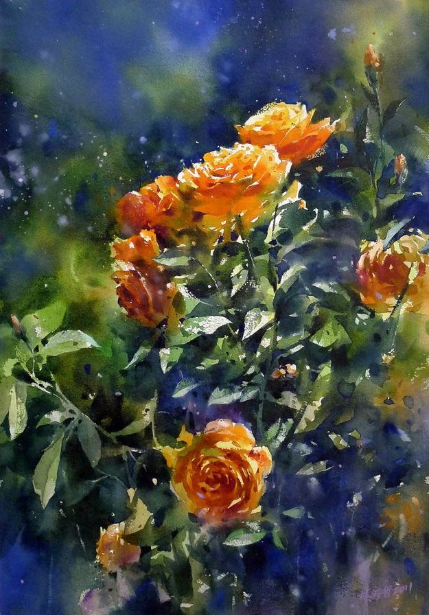 акварель - розы - оригинал