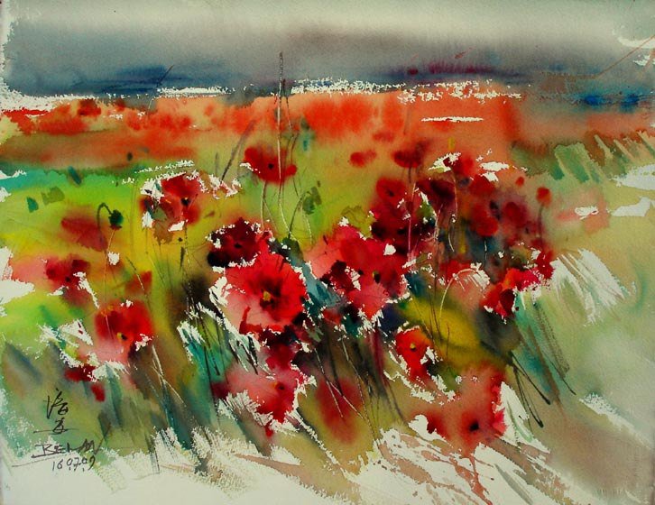 акварель - цветы, полевые - оригинал