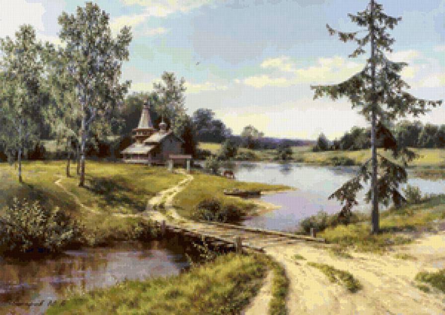 Пейзаж, церковь - церковь, пейзаж - предпросмотр
