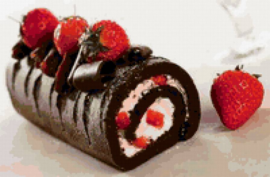 Вкусный рулетик - клубника, кекс, сладости, на кухню - предпросмотр