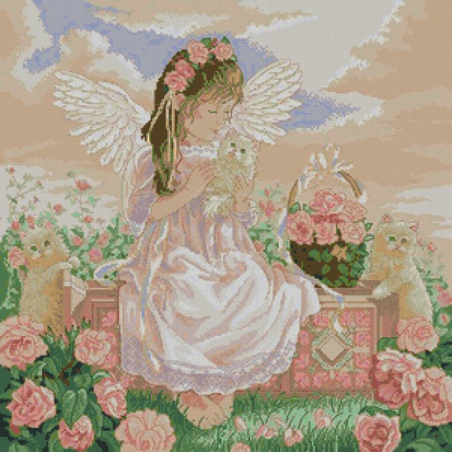 ангелочек - котята, дети, кошечки, кошки, ангел, девочка - предпросмотр