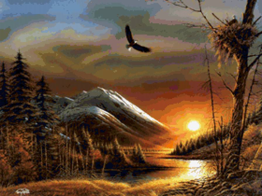 Орёл - пейзаж, природа, гора, дерево - предпросмотр