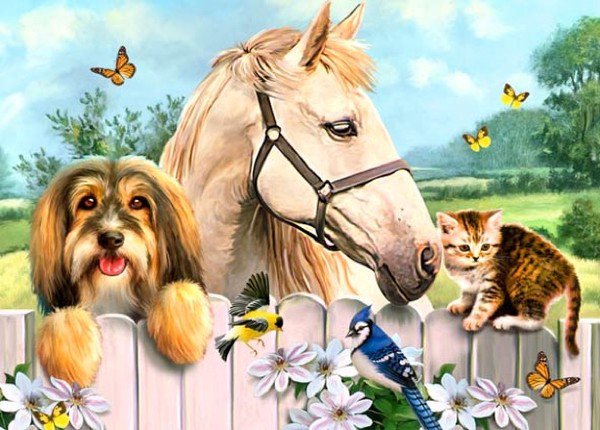 №100491 - искусство, живопись, лошадь, природа, животные, картина - оригинал