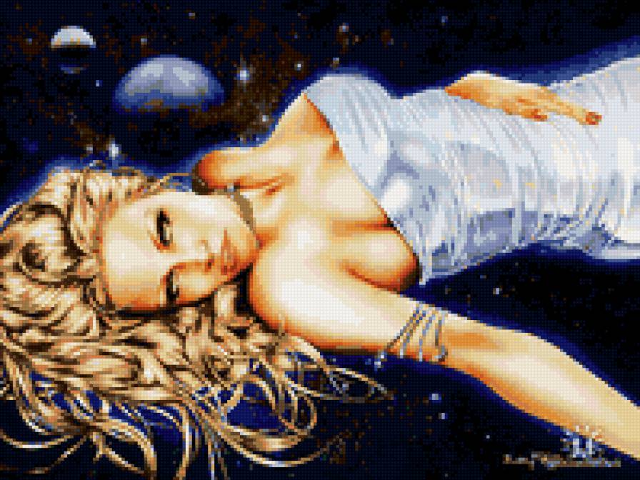 вселенная - ночь, небо, девушка - предпросмотр