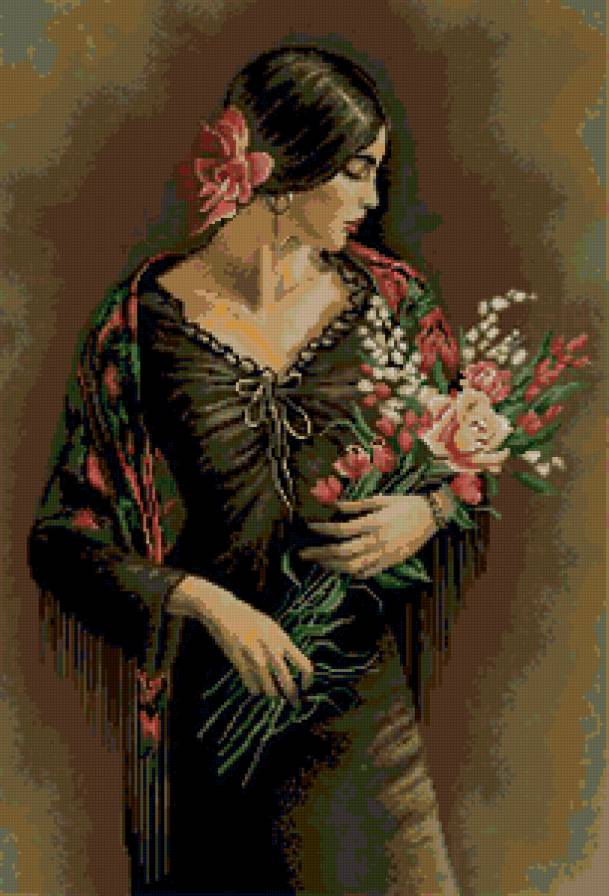 девушка с цветами - девушка, цветы - предпросмотр