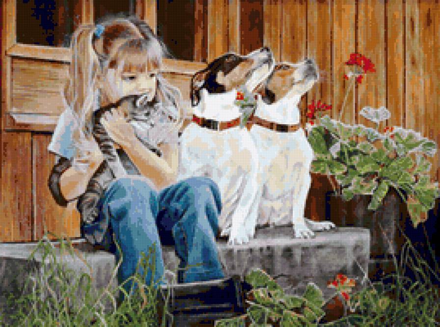 Друзья. - дети, животные. - предпросмотр