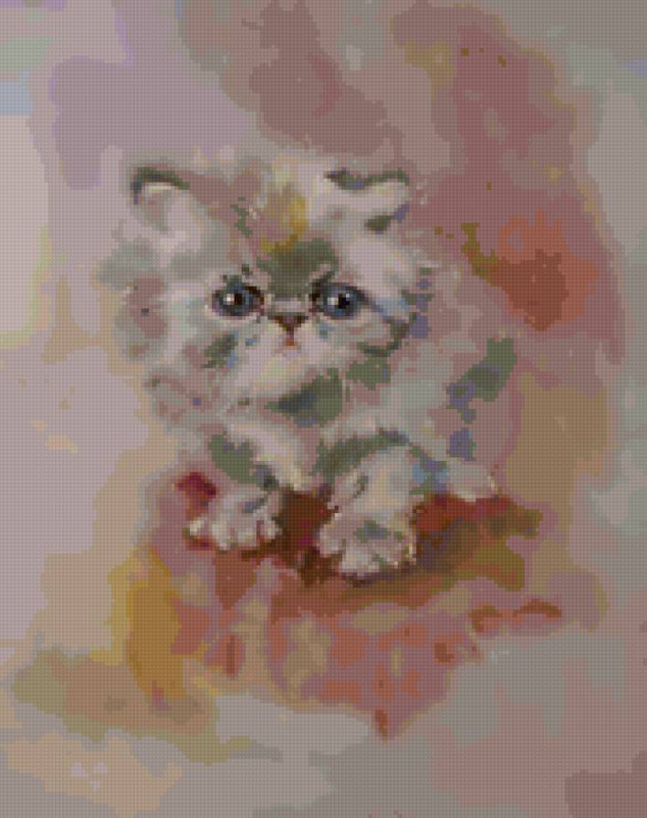 котёнок - коты, акварель, животные, котята, кошки - предпросмотр