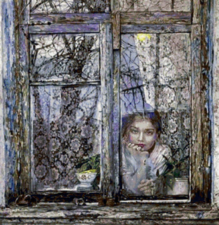 Ожидание - девушка, окно - предпросмотр
