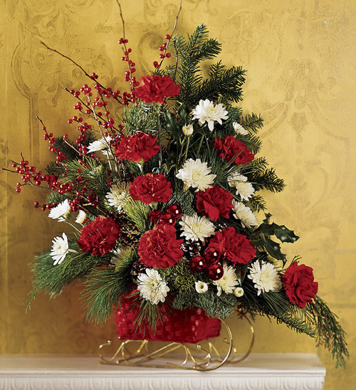 Новогодний букет - зима, натюрморт, открытка, новый год, букет, картина - оригинал