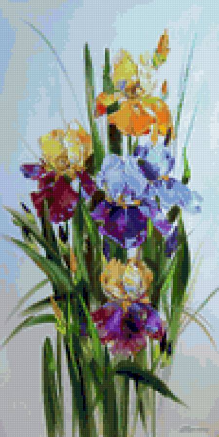 ирисы - букет, цветы - предпросмотр