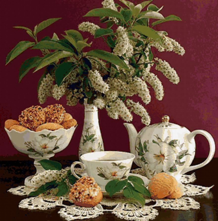 Чай и черемуха - букет, черемуха, чай - предпросмотр