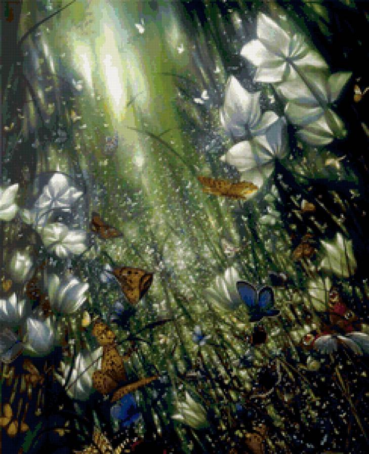 Бабочки - бабочка, свет, цветы - предпросмотр