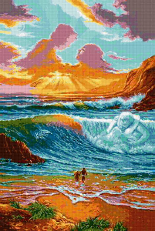 Игра света - дое, пейзаж, вода, моле, небо, волна - предпросмотр