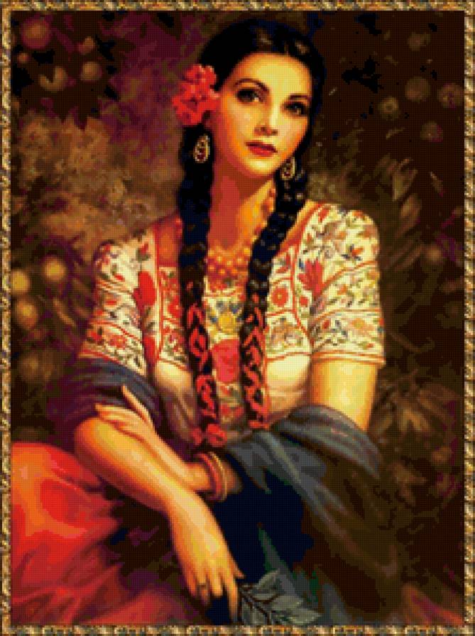 Художник Jesus Helguera 15 - девушка, картина - предпросмотр