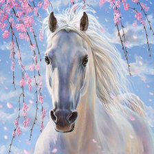 Оригинал схемы вышивки «белый конь» (№103703)