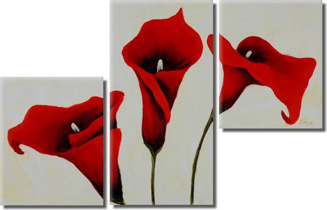 Триптих Красные Каллы - каллы, цветы, триптих - оригинал