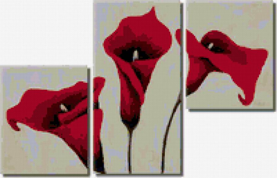 Триптих Красные Каллы - триптих, цветы, каллы - предпросмотр