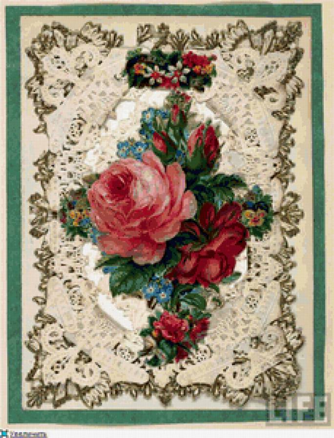 Салфетка с розами - скатерть, цветы - предпросмотр