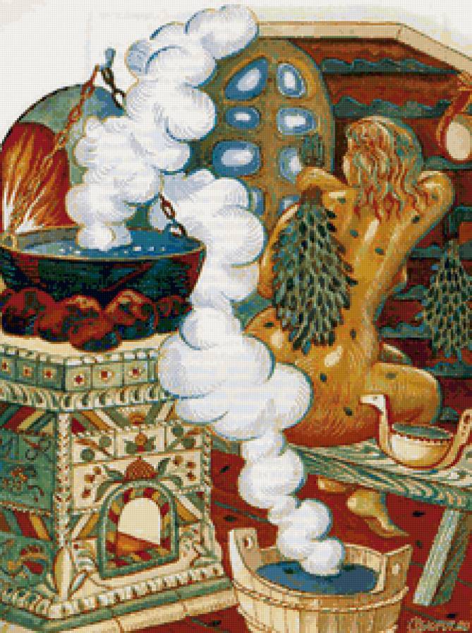 В бане - живопись, девушка, баня - предпросмотр