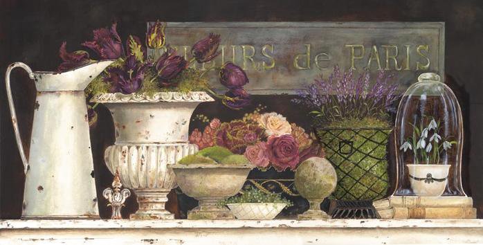 Цветы - бордюр, цветы, кувшин - оригинал