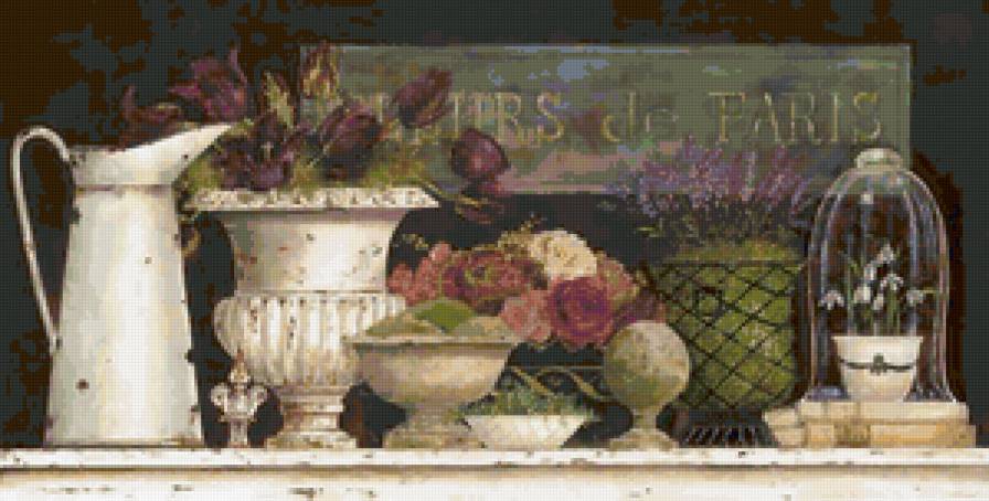 Цветы - бордюр, кувшин, цветы - предпросмотр