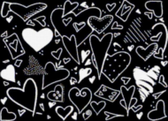 Сердечки черно-белые - любовь, сердце, разное - оригинал