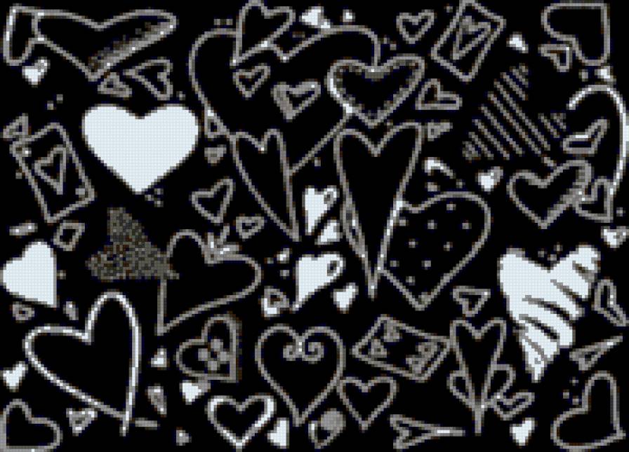 Сердечки черно-белые - сердце, любовь, разное - предпросмотр