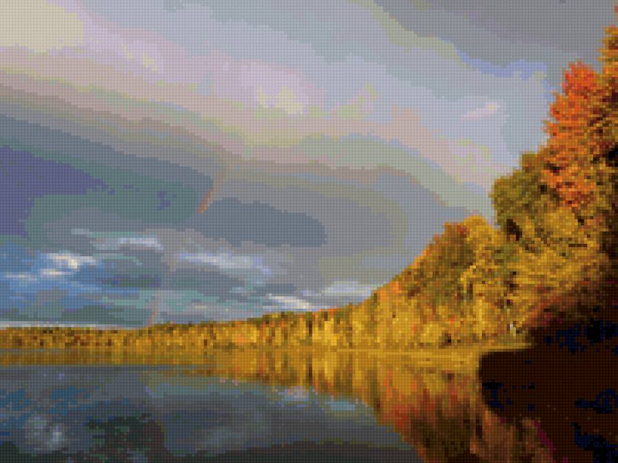 Озеро Радуга - пейзаж, радуга, вода, природа - предпросмотр