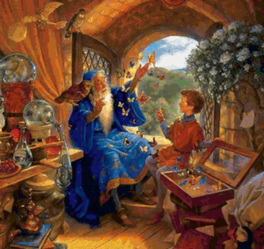 Мэрлин и маленький Артур - волшебник, легенда, волшебство, сказка, мальчик - предпросмотр