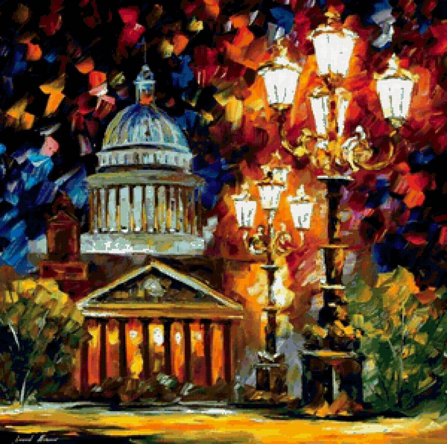 Серия "Городской пейзаж" - пейзаж, парк, город, осень, беседка, фонари - предпросмотр