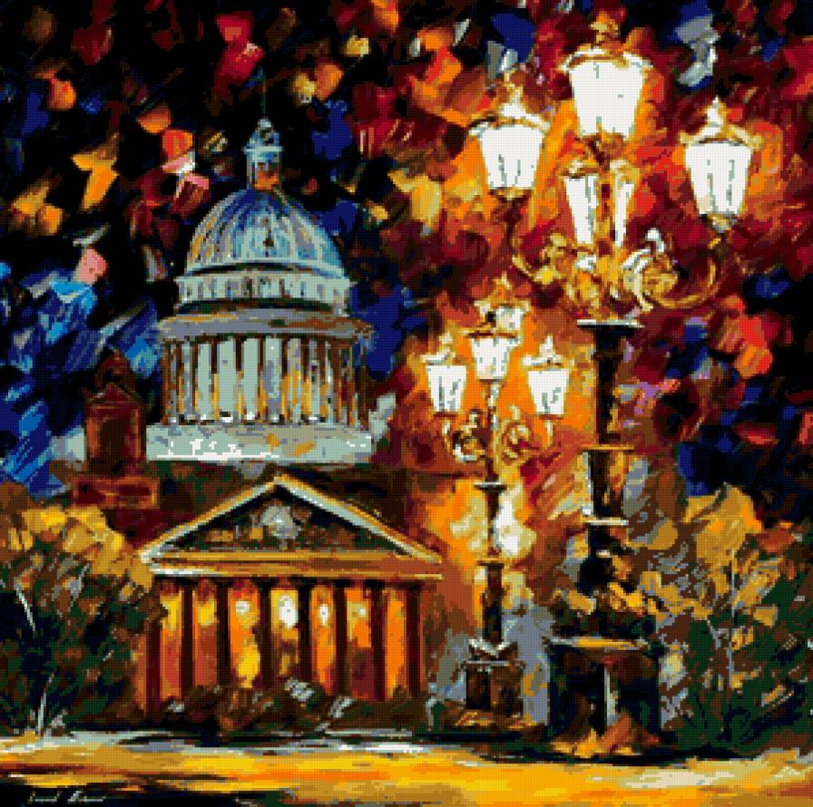 Серия "Городской пейзаж" - пейзаж, город, парк, беседка, фонари, осень - предпросмотр