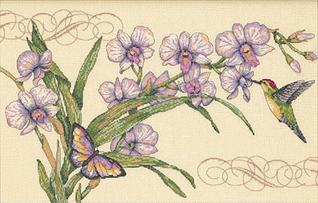 орхидея - цветы, бабочка, колибри - оригинал