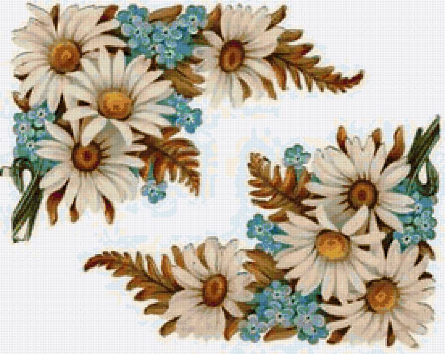 Сюжет для скатерти и салфетки - незабудки, скатерть, ромашки, незабудка, скатерти и салфетки - предпросмотр