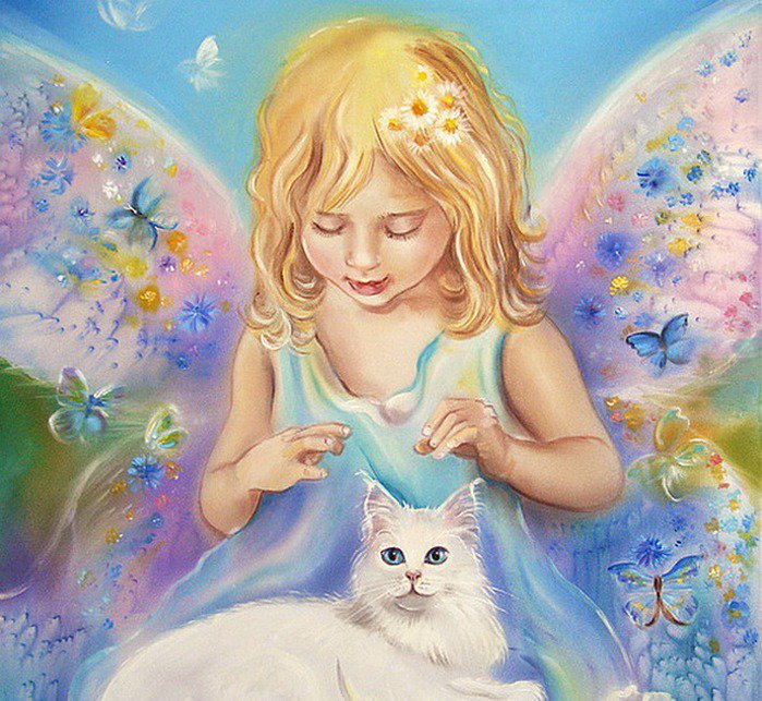 Серия "Ангелы" - кошки, дети, ангелы - оригинал