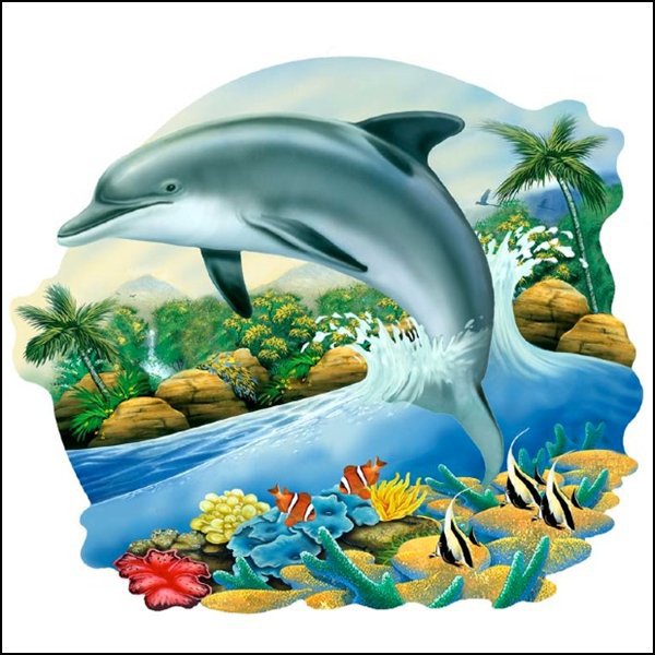 №104389 - искусство, живопись, дельфин, природа, картина, животные - оригинал
