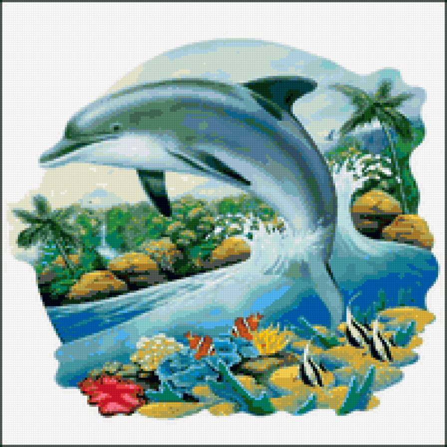 №104389 - картина, искусство, животные, дельфин, природа, живопись - предпросмотр