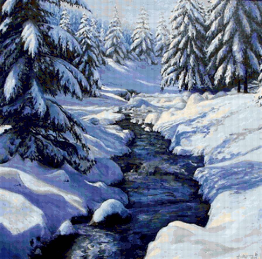 Зимняя сказка - природа, зимняя картина, лес, ели, зима, снег, пейзаж, иней - предпросмотр