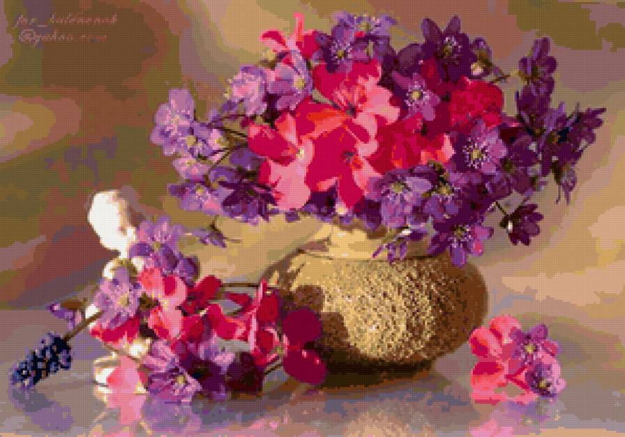 Ваза с цветами - цветы, картина.букет - предпросмотр