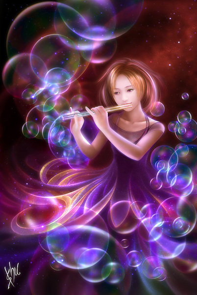 Флейтистка - романтика, девука, фэнтези, музыка - оригинал