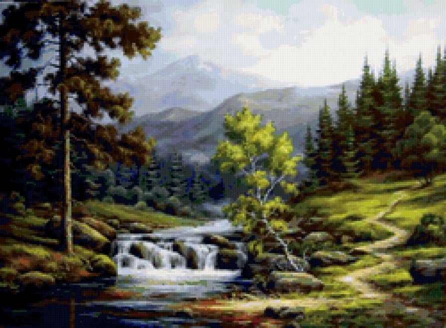 Перекаты - горы, пейзаж, река, природа - предпросмотр