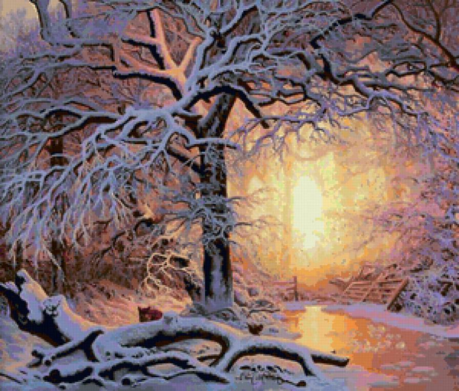 Зима - утро, пейзаж, природа, лес, река, зима - предпросмотр