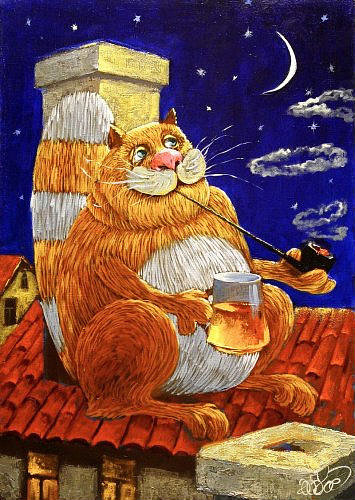 Смешной кот - животные, кошки, рисунок - оригинал