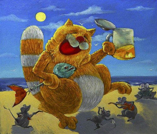 Смешной кот - животные, кошки, рисунок - оригинал