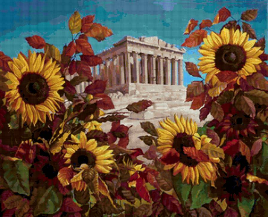 Серия "Пейзажи" - пейзаж, подсолнухи, цветы - предпросмотр