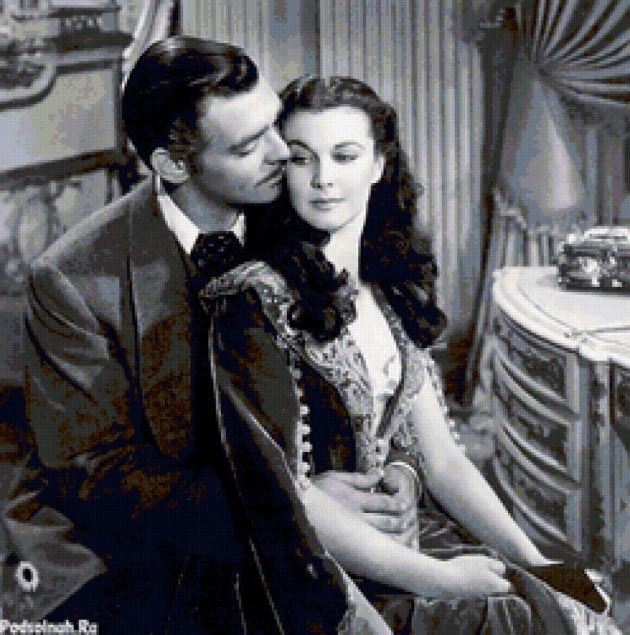 Унесенные ветром - любовь, монохром, романтика, пара, живопись - предпросмотр