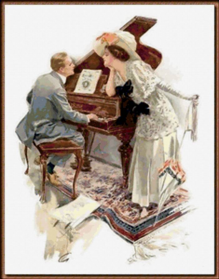 Серия "Портрет" - пианино, люди, девушка, двое, пара, мужчина - предпросмотр