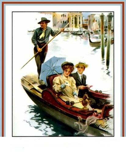 Серия "Портрет" - люди, пара, мужчины, пейзаж, река, девушка, лодка - оригинал