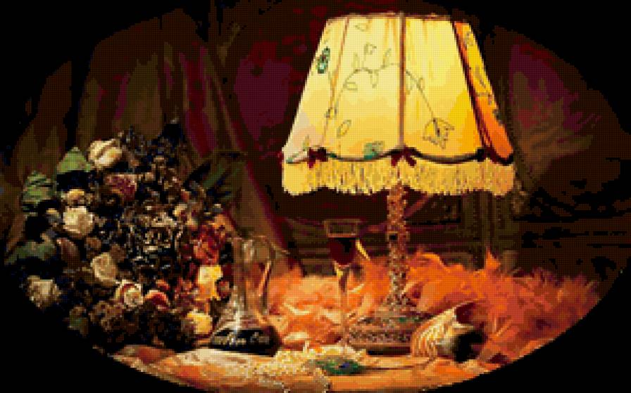 Натюрморт с лампой - натюрморт - предпросмотр